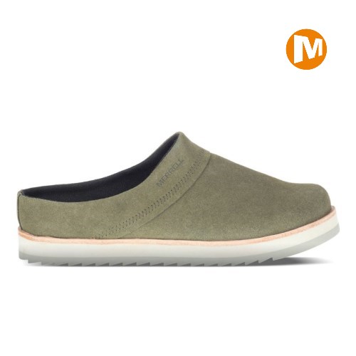 Merrell Juno Clog Suede Clogs Damen Olivgrün [DE-VFSRT]
